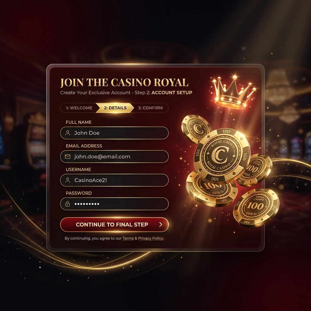 Interface de cadastro nos tipos de jogos